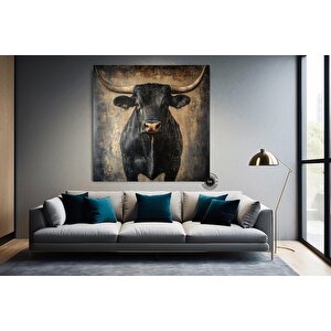 Saldıran Boğa Kanvası, Dinamik Hayvan Temalı Duvar Dekoru, Hediye Tablosu