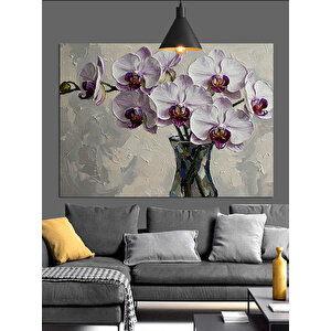 Beyaz Orkide Çiçekleri Dekoratif Kanvas - Mdf Ahşap Tablo