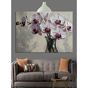 Beyaz Orkide Çiçekleri Dekoratif Kanvas - Mdf Ahşap Tablo