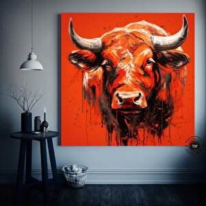 Boğa Kanvas Tablosu; Renkli Boğa; Boğa Resim Sanatı; Boğa Duvar Dekoru; Soyut Boğa Kanvas; Büyük Boğ