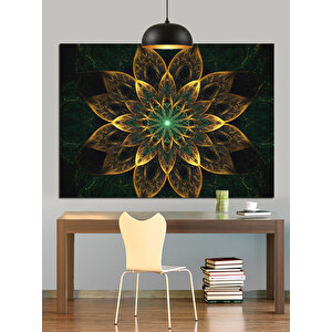 Altın Çiçek Mandala Dekoratif Kanvas - Mdf Ahşap Tablo 50x70 cm