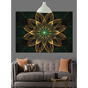 Altın Çiçek Mandala Dekoratif Kanvas - Mdf Ahşap Tablo