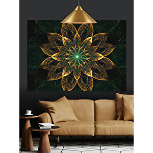 Altın Çiçek Mandala Dekoratif Kanvas - Mdf Ahşap Tablo 70x100 cm