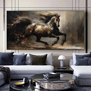 At Kanvas Tablo; Şahlanan At Tablosu; Modern Ofis Dekoru 50x100 cm