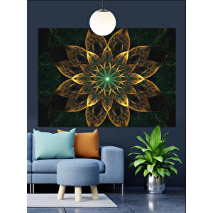 Altın Çiçek Mandala Dekoratif Kanvas - Mdf Ahşap Tablo 35x50 cm