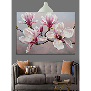 Pembe Çiçekli Bahar Dalları Dekoratif Kanvas - Mdf Ahşap Tablo 25x35 cm