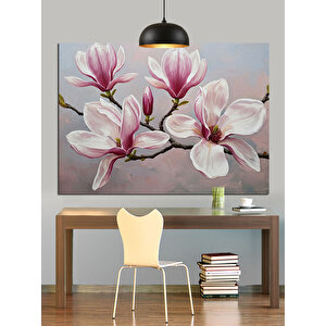 Pembe Çiçekli Bahar Dalları Dekoratif Kanvas - Mdf Ahşap Tablo 25x35 cm