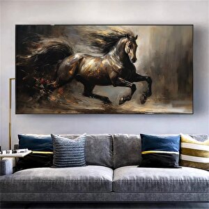 At Kanvas Tablo; Şahlanan At Tablosu; Modern Ofis Dekoru 90x180 cm