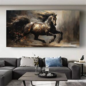 At Kanvas Tablo; Şahlanan At Tablosu; Modern Ofis Dekoru 60x120 cm