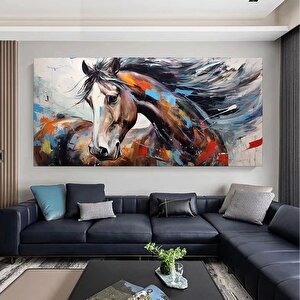 Büyük Boy Soyut At Sanatı, Renkli Soyut At Tablosu, Kanvas Duvar Dekoru