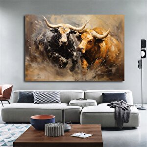 İki Boğa Kavgası Kanvas Tablo; Vahşi Yaşam 90x150 cm