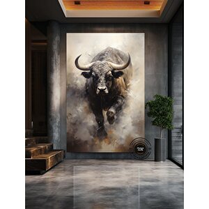 Şarj Eden Boğa Kanvas Baskı; Dinamik Hayvan Sanatı