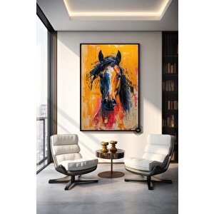 Soyut At Tablosu Kopyası | Renkli At Portresi | Asmaya Hazır 120x150 cm