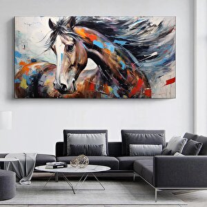 Büyük Boy Soyut At Sanatı, Renkli Soyut At Tablosu, Kanvas Duvar Dekoru