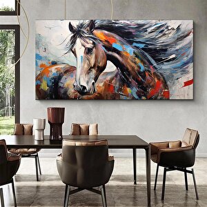 Büyük Boy Soyut At Sanatı, Renkli Soyut At Tablosu, Kanvas Duvar Dekoru