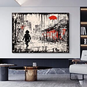 Kentsel Stil Kanvas | Banksy Tarzı Kanvas Sanatı | Sokak Graffiti Baskısı | Modern Ev Dekoru | Banks 60x120 cm