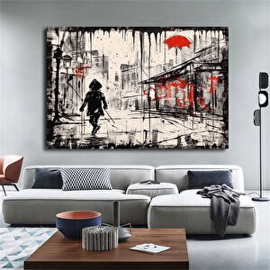 Kentsel Stil Kanvas | Banksy Tarzı Kanvas Sanatı | Sokak Graffiti Baskısı | Modern Ev Dekoru | Banks 60x120 cm