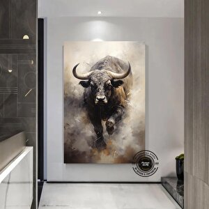 Şarj Eden Boğa Kanvas Baskı; Dinamik Hayvan Sanatı 120x150 cm