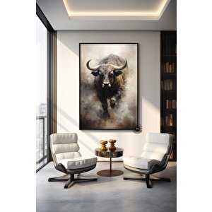 Şarj Eden Boğa Kanvas Baskı; Dinamik Hayvan Sanatı 120x150 cm