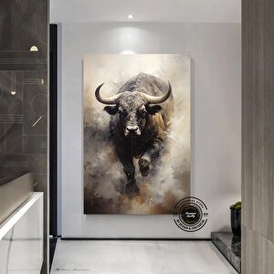 Şarj Eden Boğa Kanvas Baskı; Dinamik Hayvan Sanatı 70x100 cm