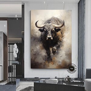 Şarj Eden Boğa Kanvas Baskı; Dinamik Hayvan Sanatı