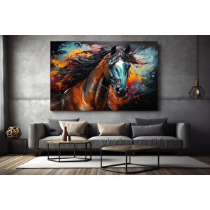 Renkli At Kanvas Tablosu – Şahlanan At Kanvas Sanatı – Modern Dekor