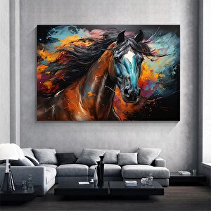Renkli At Kanvas Tablosu – Şahlanan At Kanvas Sanatı – Modern Dekor