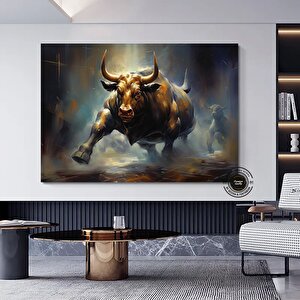 Boğa Kanvas Resmi; Renkli Boğa; Boğa Tablo Sanatı; Boğa Duvar Dekoru; Highland İneği; Soyut Boğa Kan 40x60 cm