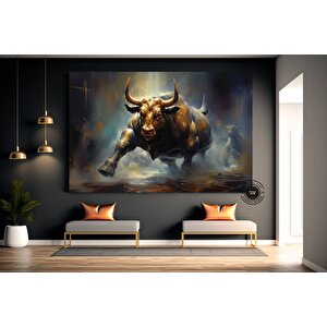 Boğa Kanvas Resmi; Renkli Boğa; Boğa Tablo Sanatı; Boğa Duvar Dekoru; Highland İneği; Soyut Boğa Kan 40x60 cm