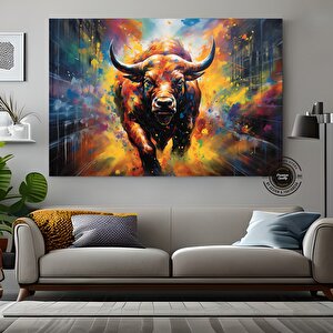 Boğa Graffiti Duvar Sanatı, Hayvan Boğa Sanatı Graffiti Baskısı, Modern, Kentsel