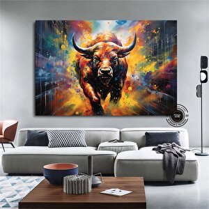 Boğa Graffiti Duvar Sanatı, Hayvan Boğa Sanatı Graffiti Baskısı, Modern, Kentsel