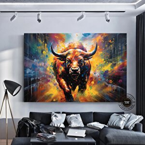 Boğa Graffiti Duvar Sanatı, Hayvan Boğa Sanatı Graffiti Baskısı, Modern, Kentsel