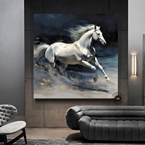 Soyut At Tablosu, Büyük Orijinal At Kanvas Tablosu, At Posteri, Duvar Sanatı Kanvas Tasarımı 120x120 cm