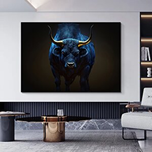 Boğa Kanvas Sanatı - Altın & Siyah; Finans Merkezi Dekoru 90x150 cm