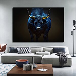 Boğa Kanvas Sanatı - Altın & Siyah; Finans Merkezi Dekoru 90x150 cm