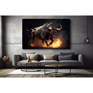 Öfkeli Yanan Boğa Kanvas Tablosu; Finans Merkezi Duvar Dekoru