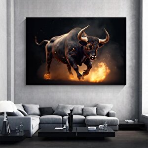 Öfkeli Yanan Boğa Kanvas Tablosu; Finans Merkezi Duvar Dekoru