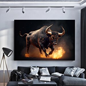 Öfkeli Yanan Boğa Kanvas Tablosu; Finans Merkezi Duvar Dekoru