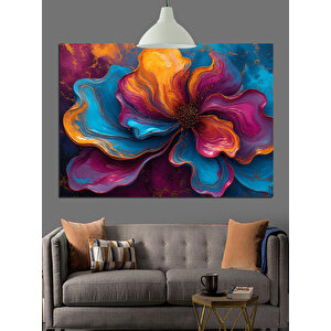 Rengarenk Soyut Çiçek Tablosu Dekoratif Kanvas - Mdf Ahşap Tablo