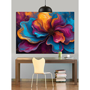 Rengarenk Soyut Çiçek Tablosu Dekoratif Kanvas - Mdf Ahşap Tablo