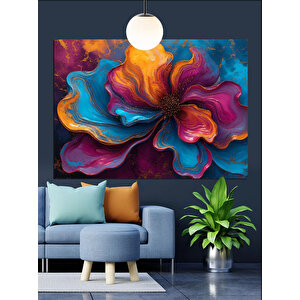 Rengarenk Soyut Çiçek Tablosu Dekoratif Kanvas - Mdf Ahşap Tablo 70x100 cm