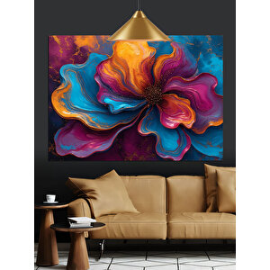 Rengarenk Soyut Çiçek Tablosu Dekoratif Kanvas - Mdf Ahşap Tablo 70x100 cm