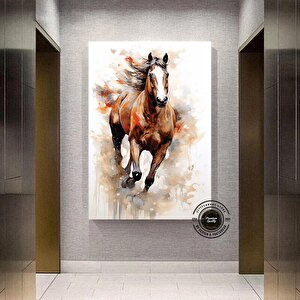 Vahşi At Kanvas Tablosu; Koşan At; Doğa Manzarası; Çerçeveli 140x200 cm