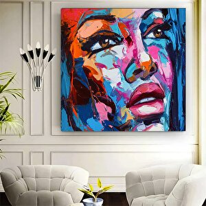 Kadın Portre Sanatı, Sulu Boya Kanvas, Renkli Kadın Modern Duvar Dekoru