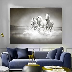 Beyaz Atlar Tablosu – Duvar Sanatı Baskısı, At Portresi 70x100 cm