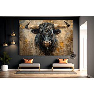 Boğa Kanvas Tablosu, Renkli Boğa, Boğa Resmi Sanatı, Boğa Duvar Dekoru, Highland Ineği 120x180 cm