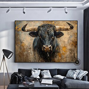 Boğa Kanvas Tablosu, Renkli Boğa, Boğa Resmi Sanatı, Boğa Duvar Dekoru, Highland Ineği