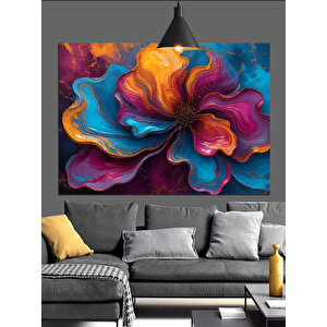 Rengarenk Soyut Çiçek Tablosu Dekoratif Kanvas - Mdf Ahşap Tablo 50x70 cm