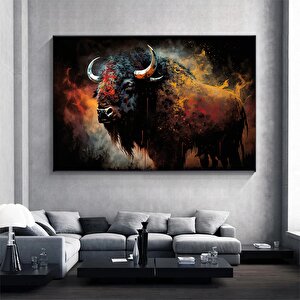 Renkli Boğa Tablosu – Soyut Yaban Hayatı Sanatı. Boğa Duvar Sanatı, Renkli Boğa Kanvas Baskısı