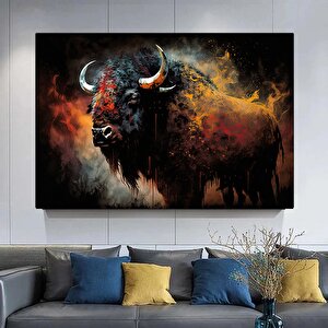 Renkli Boğa Tablosu – Soyut Yaban Hayatı Sanatı. Boğa Duvar Sanatı, Renkli Boğa Kanvas Baskısı